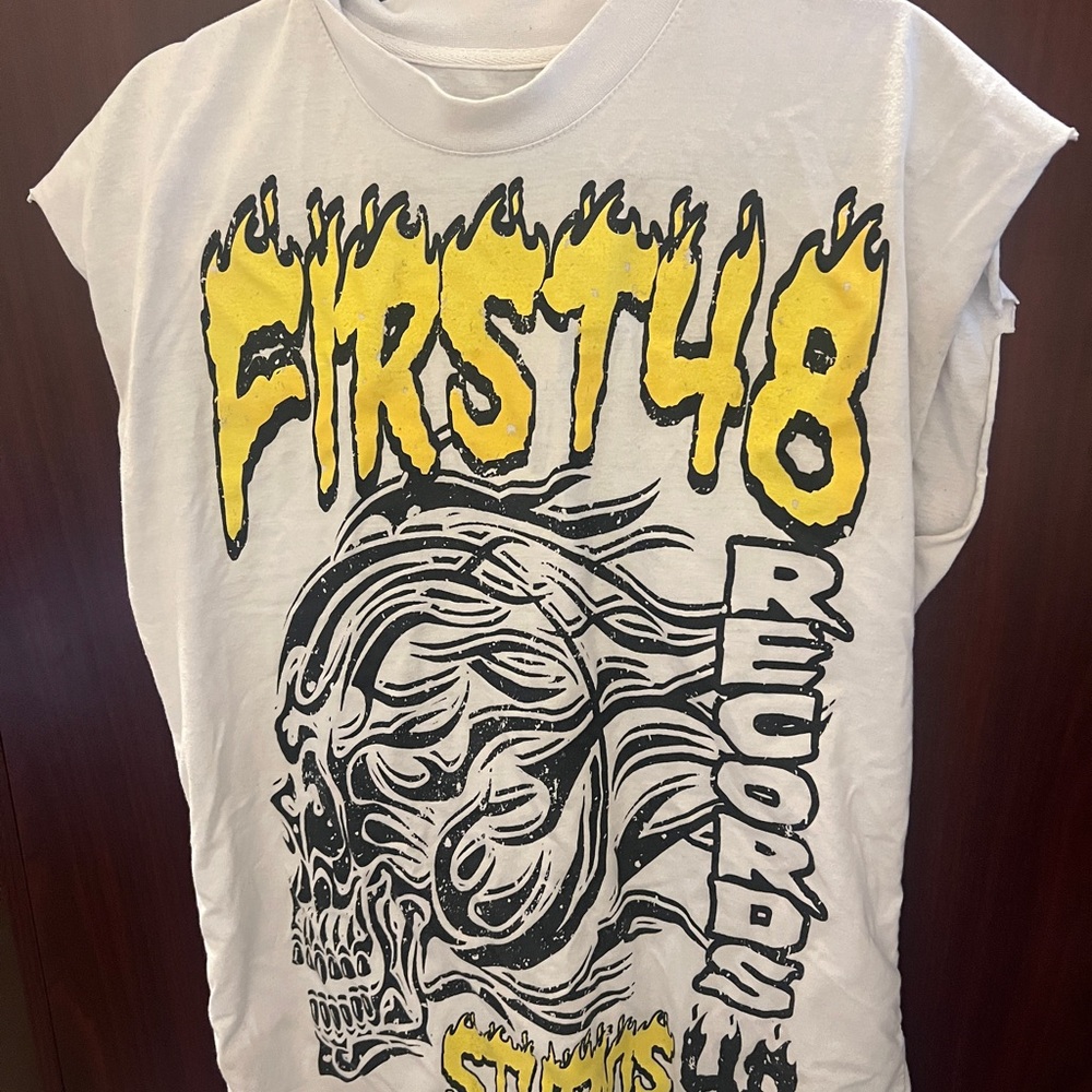 First 48 Records Graphic Tee - White and Yellow